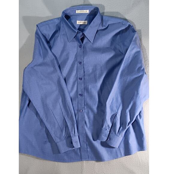 Orvis Women’s 20W Blue Wrinkle Free 100% Cotton Dress Shirt Classic Workwear - Picture 1 of 7